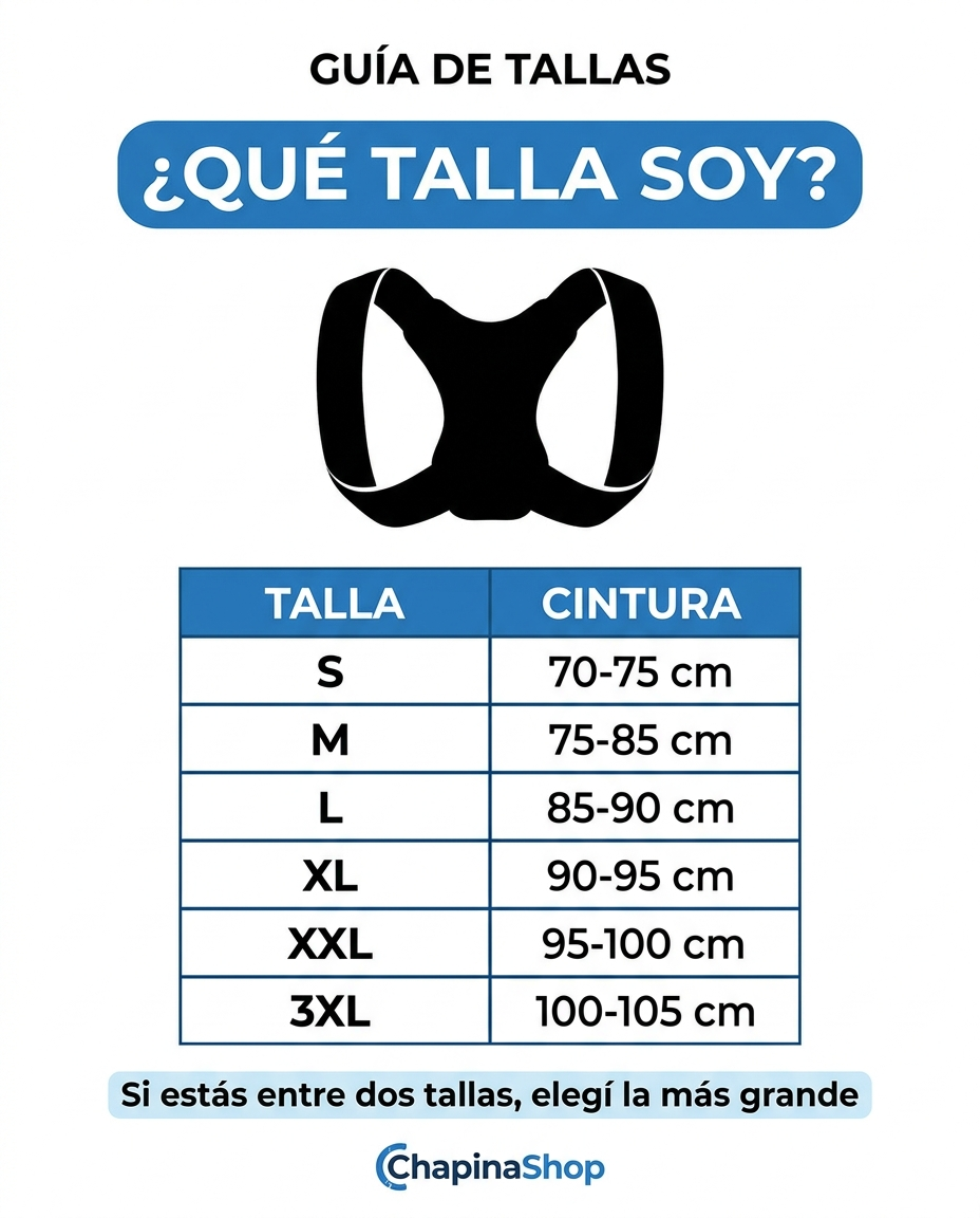 Guía de tallas - Corrector de Postura (medidas por cintura)