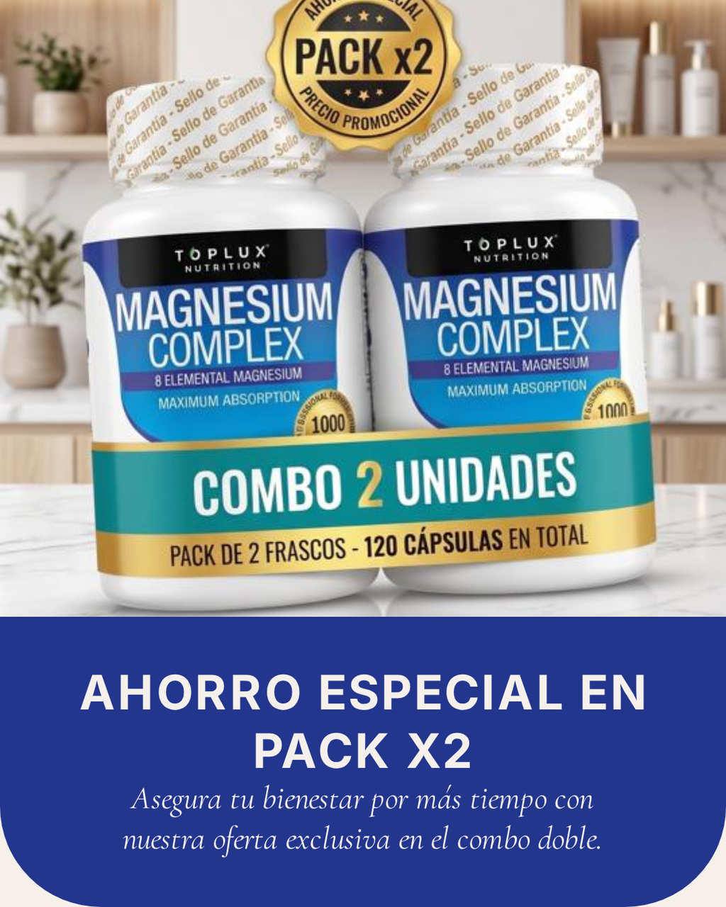 (2 unidades) Magnesium Complex | Triple Fórmula para Músculos, Descanso y Energía